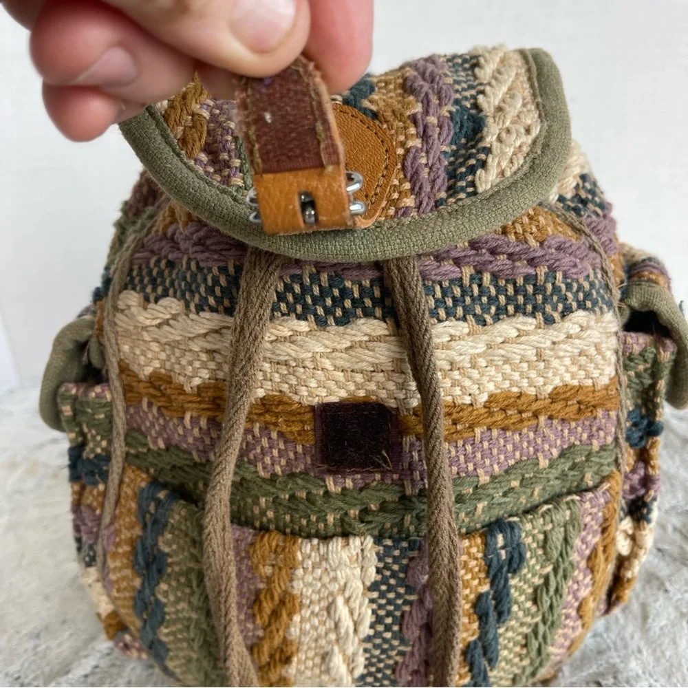 Multicolor Woven  Small Backpack - Picture 2 of 15